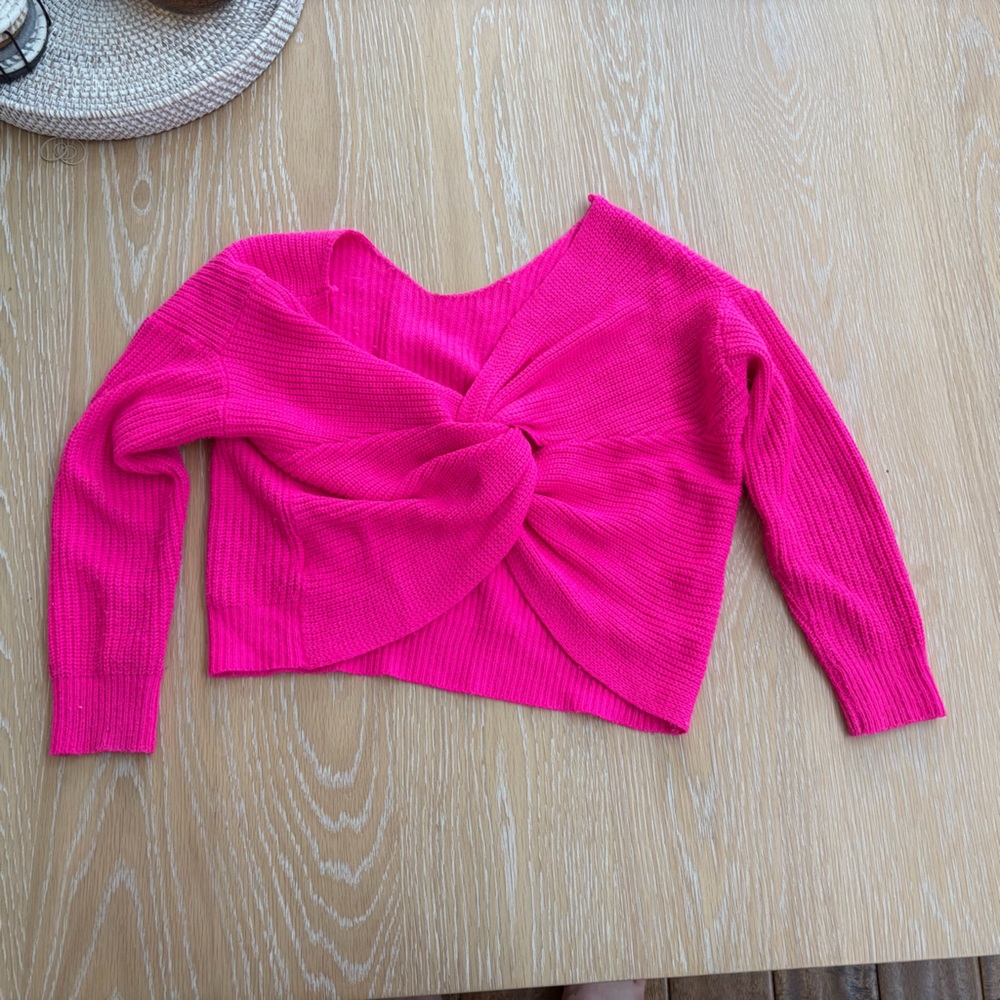 Pink Lily Hot Pink Twist Back Sweatshirt